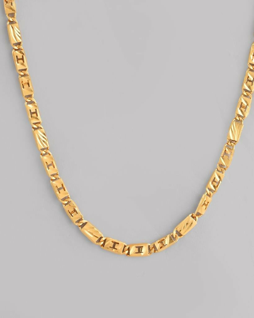 VOJ Gold-Polished Self Designed Biscuit Chain 
