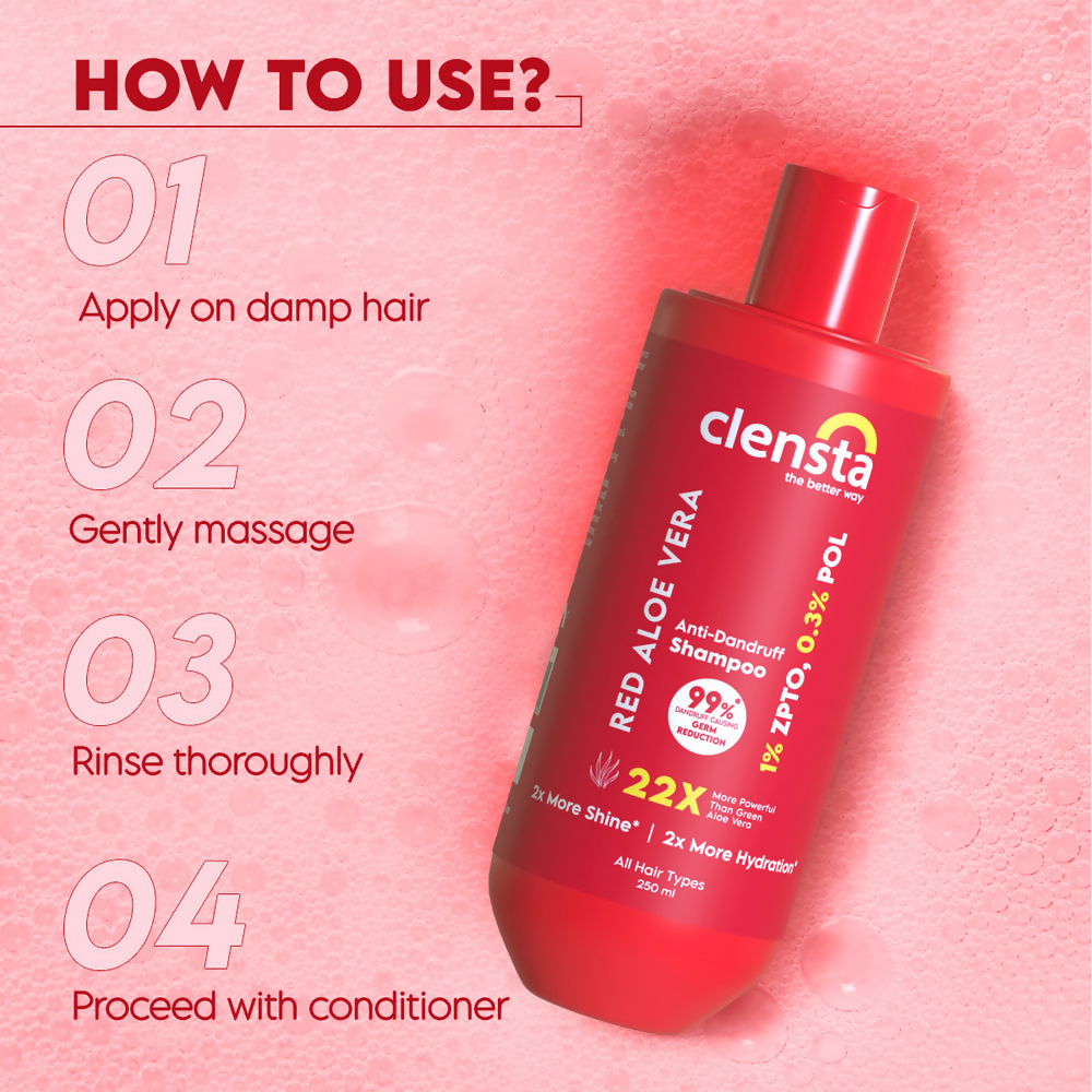 Clensta Red Aloe Vera Anti-Dandruff Shampoo 