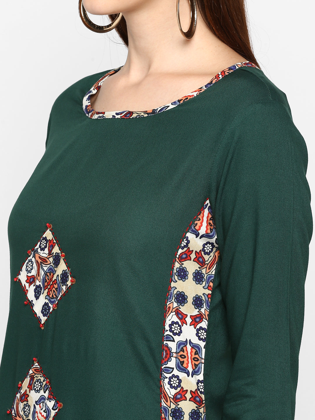 NOZ2TOZ Women's Green Printed Kurta- (1pc set) 
