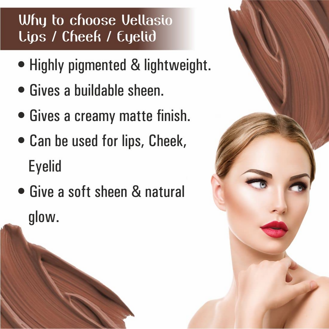 Vellasio Vegan Lip and cheek tint - Nude brown  Grab2Buy Vellasio Grab2Buy