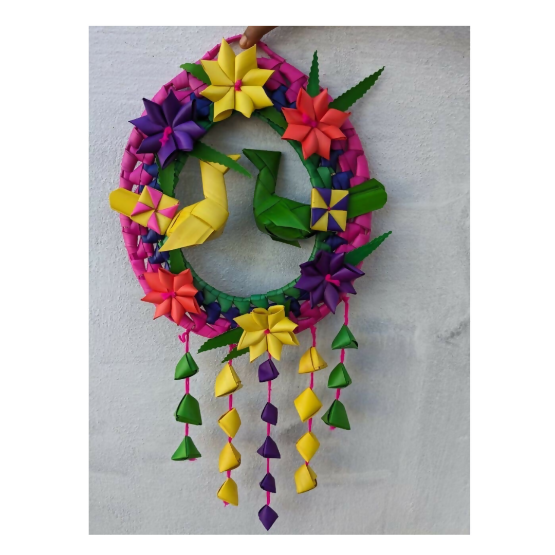 Shuddh Natural Hand Made Palm Leaf Double Parrot Wreath 
