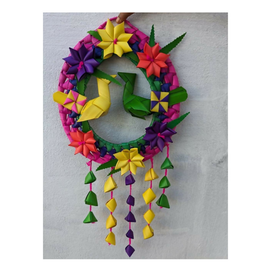 Shuddh Natural Hand Made Palm Leaf Double Parrot Wreath 