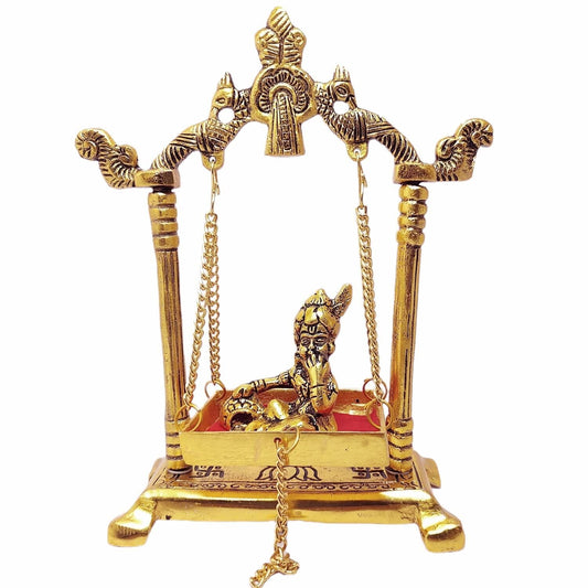 Chhariya Crafts Metal Krishna Jhula Laddu Gopal Idol - Grab2buy