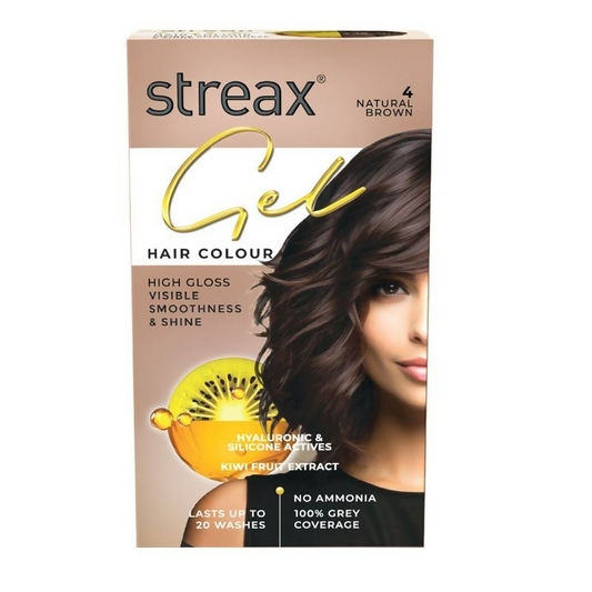 Streax Gel No Ammonia 100% Grey Coverage Hair Color - Natural Brown 4 