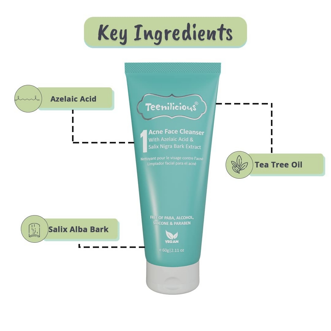 Teenilicious Acne Face Cleanser With 0.5% Azelaic Acid And Tea Tree Oil 