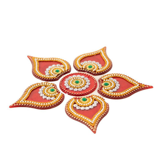 Kundan HandiKrafts Designer Modak Rangoli Red (Baby) - Grab2buy
