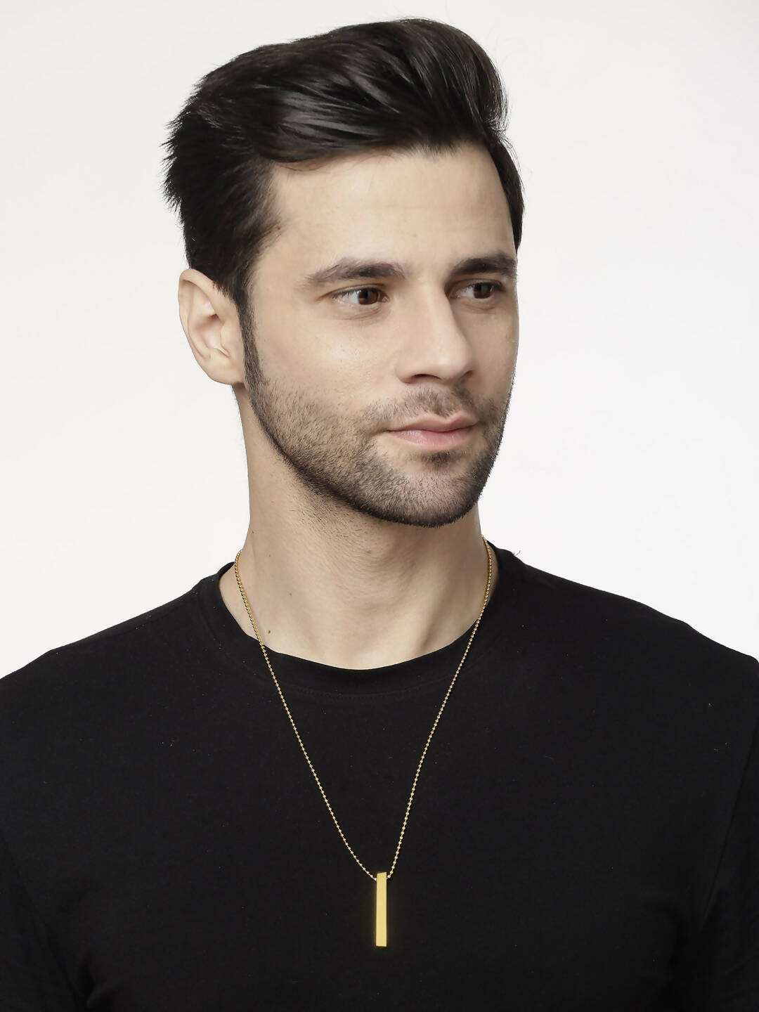 NVR Men Gold-Polished Geomatric Pendent With Chain 