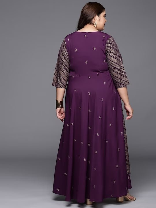 Ahalyaa Plus Size V-neck Maxi Ethnic Dress  Grab2Buy Ahalyaa Grab2Buy