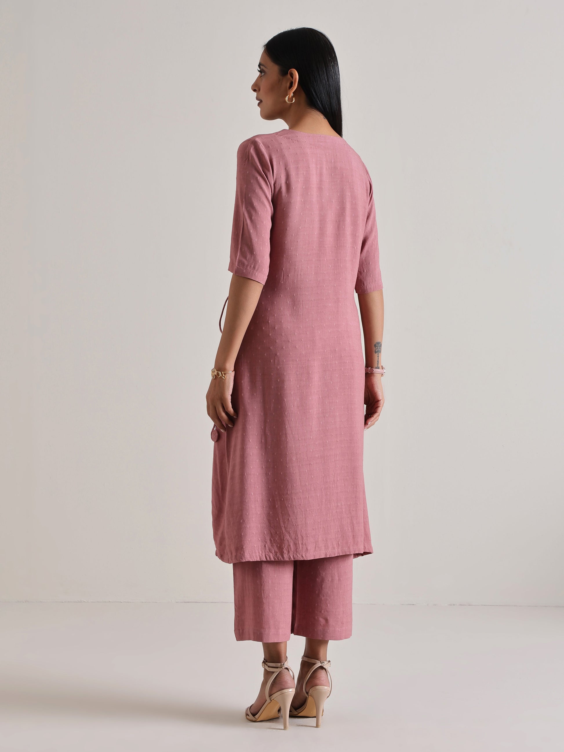 trueBrowns Mauve Angrakha Kurta Set 