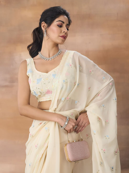 kasee Floral Embroidered Saree