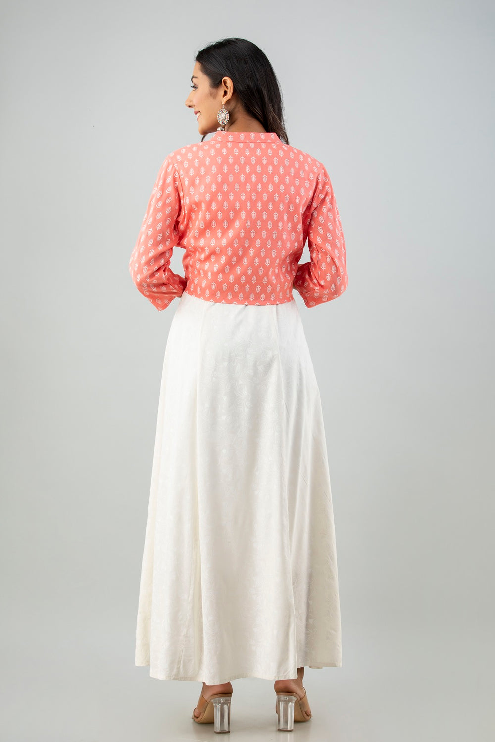 Juniper Women's White Pink Rayon Printed Flared Dress