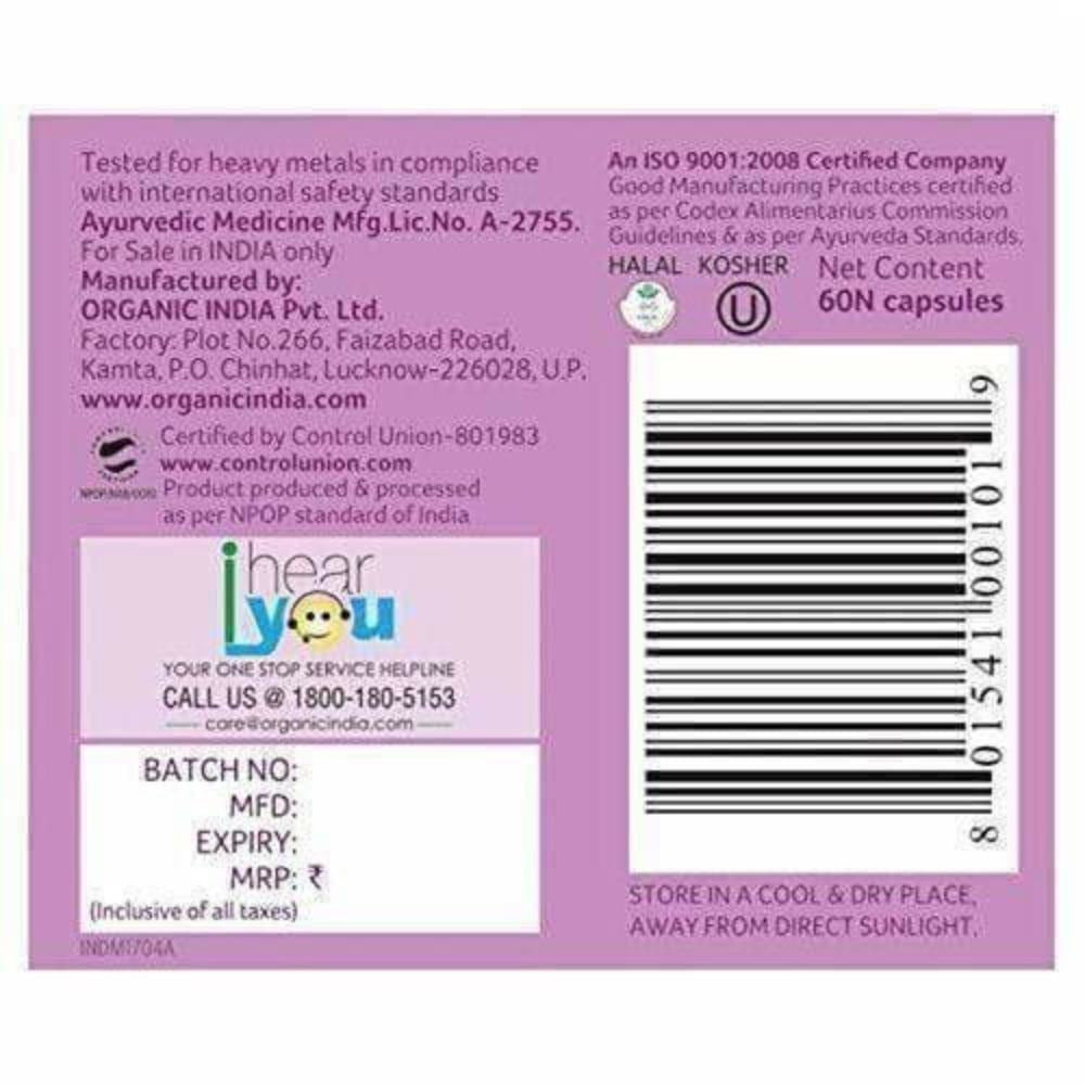 Organic India Ashwagandha Capsules | Certified Organic Adaptogen for Stress Relief & Vitality 