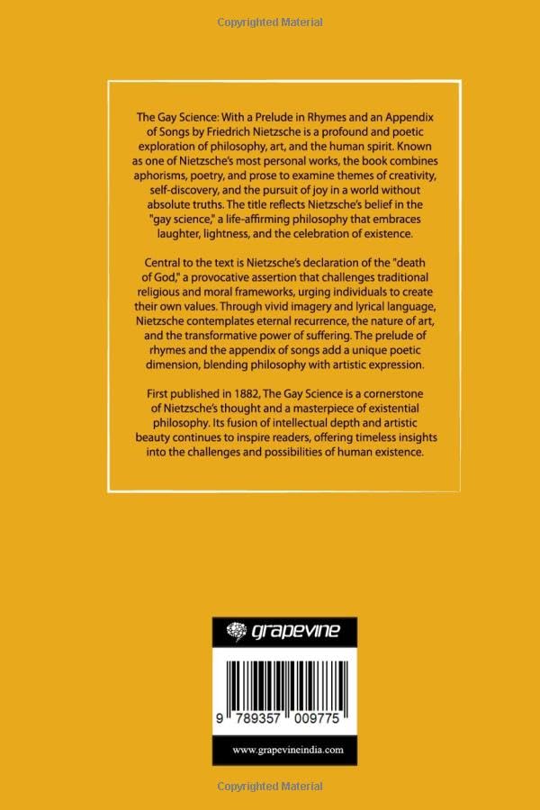 The Gay Science: With a Prelude in Rhymes and an Appendix of Songs by Original Thinkers Institute  Grab2Buy Generic Grab2Buy