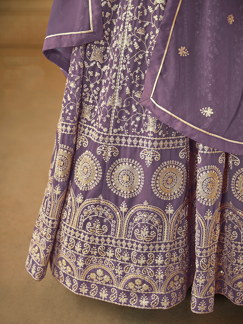 Monjolika Fashion Faux Georgette Lavender Anarkali Salwar Kameez