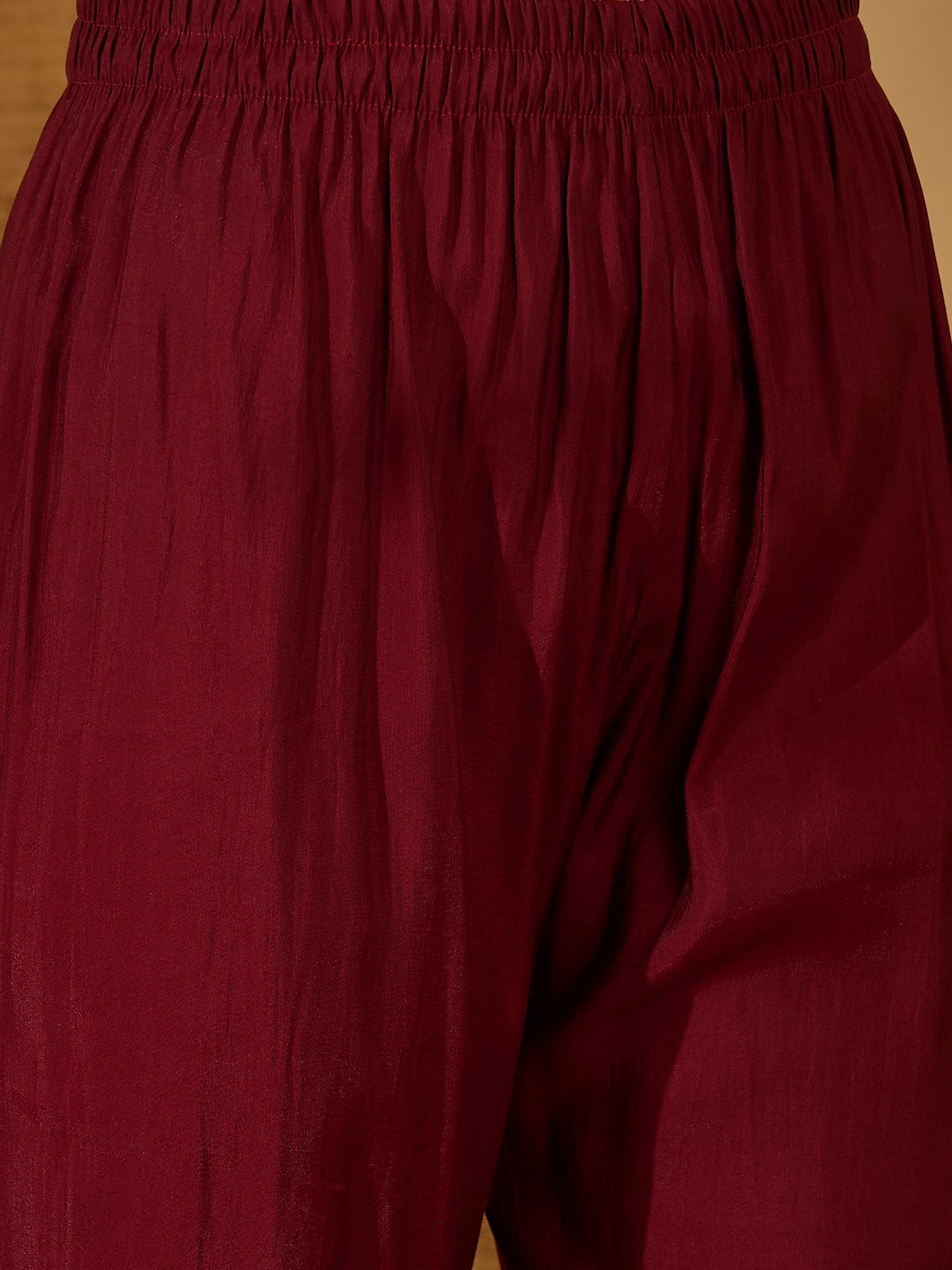 Joban Fashion Maroon Silk Embroidery Readymade Kurta Set