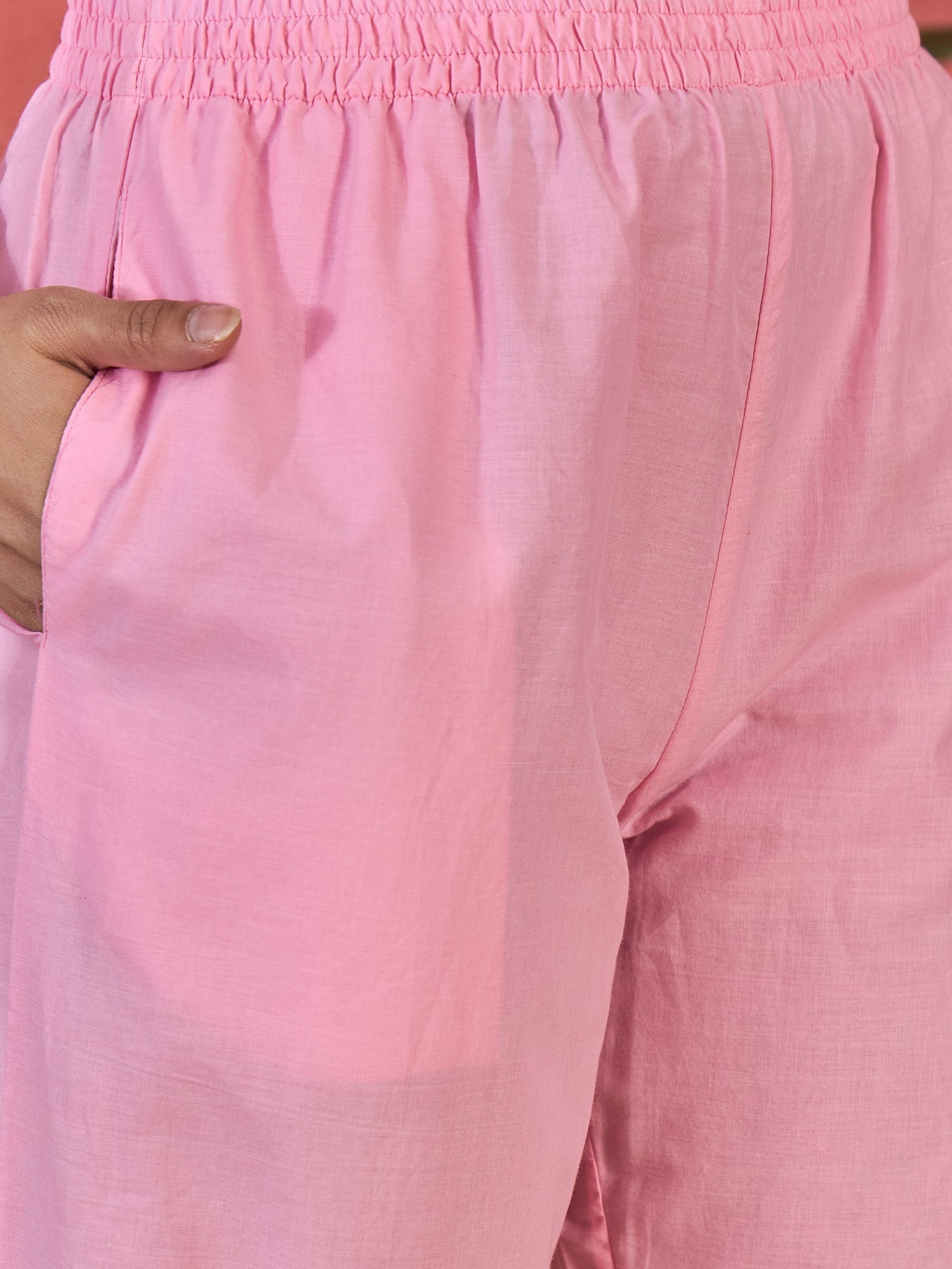 Joban Fashion Pink Cotton Embroidery Readymade Kurta Set