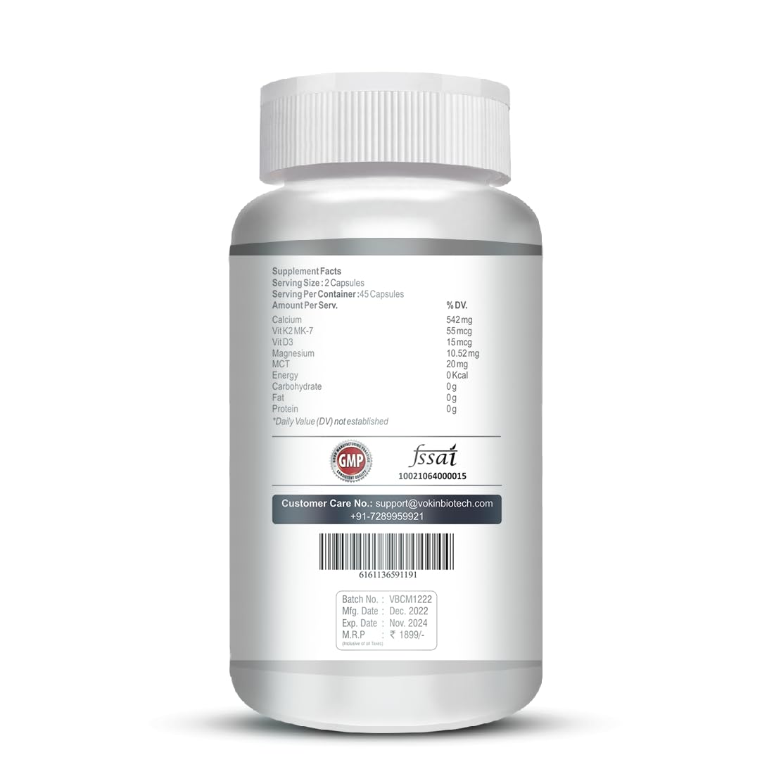 Vokin Biotech Calcium with Magnesium, Vitamin D3 & Vitamin K2- Mk-7 - Support Bone Health- 572mg  Grab2Buy Vokin Biotech Grab2Buy