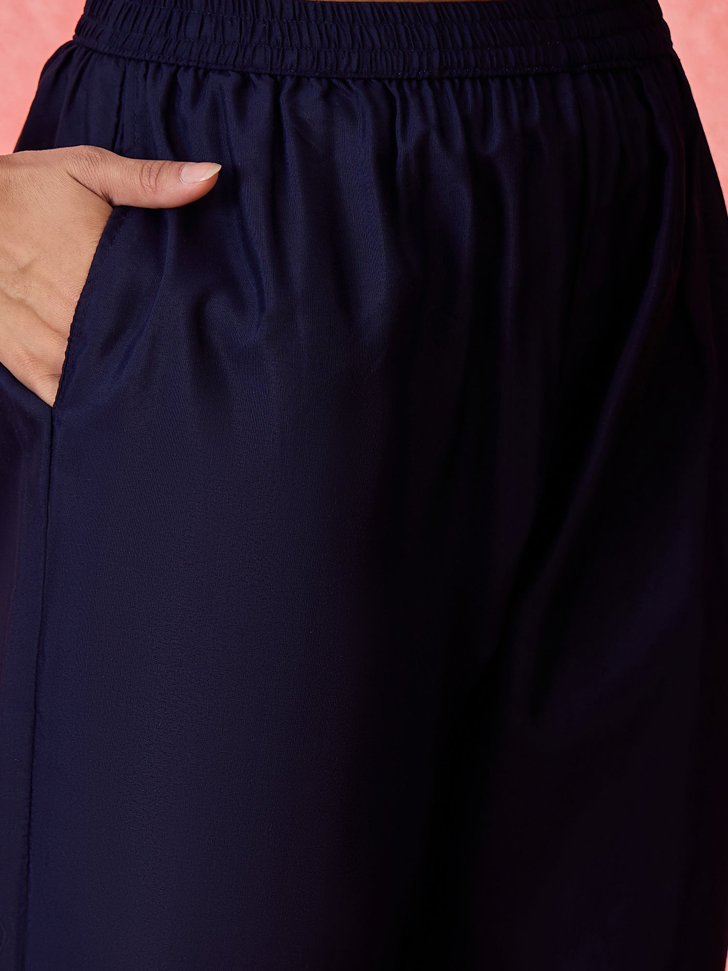 Joban Fashion Navy Blue Silk Printed Readymade Kurta Set