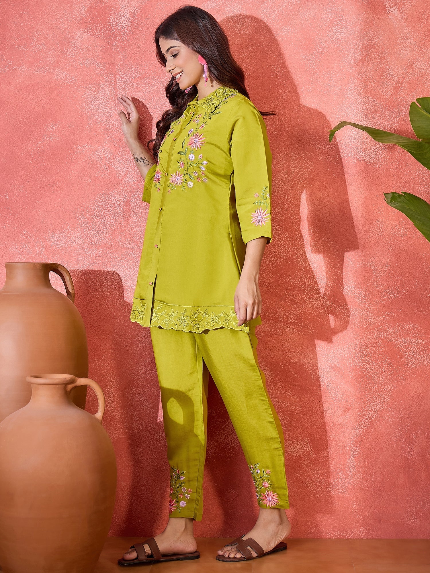 Joban Fashion Green Silk Embroidered Readymade Kurta Set