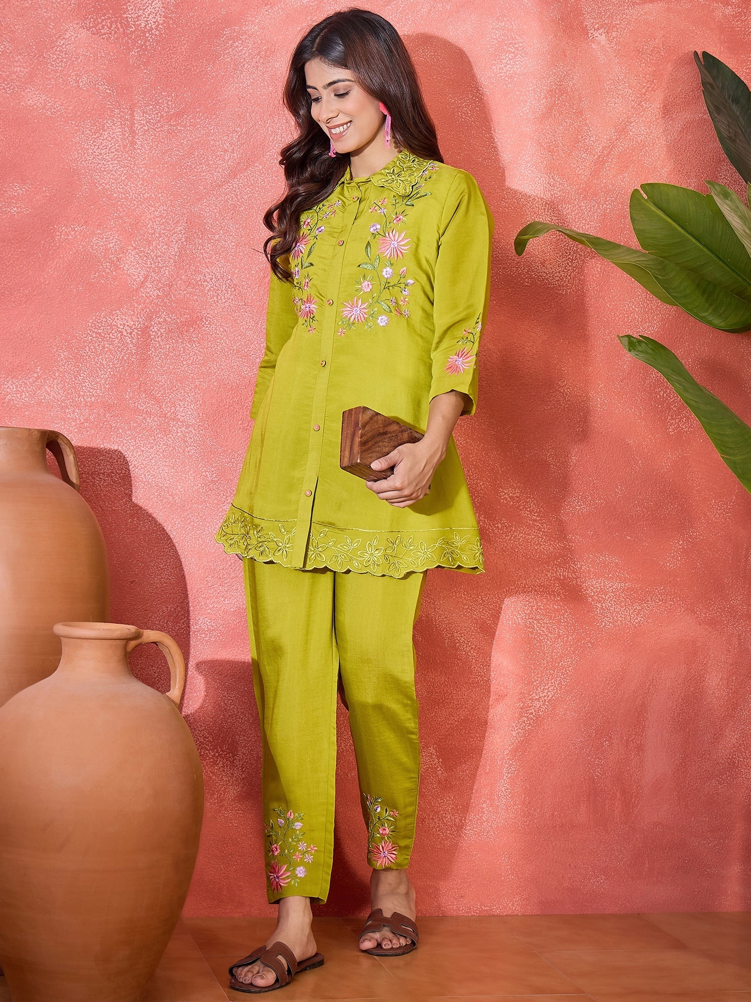 Joban Fashion Green Silk Embroidered Readymade Kurta Set