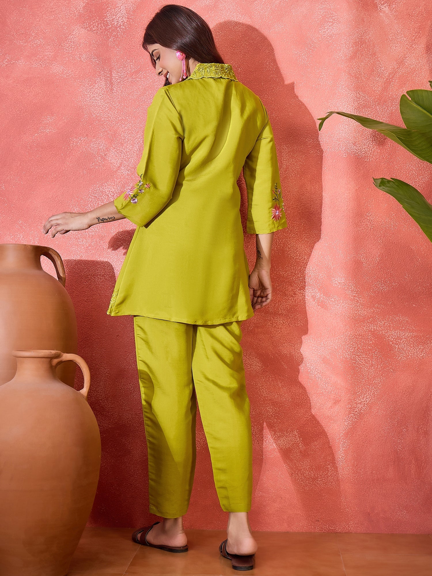 Joban Fashion Green Silk Embroidered Readymade Kurta Set
