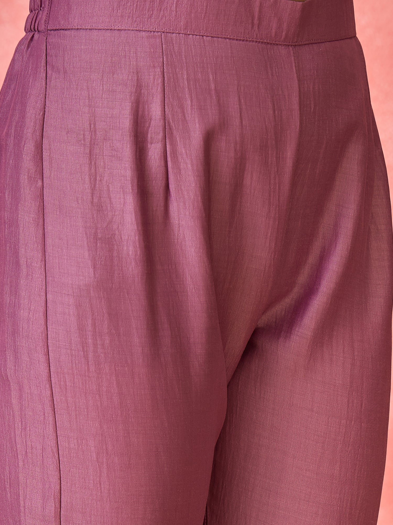 Joban Fashion Purple Silk Embroidered Readymade Kurta Set