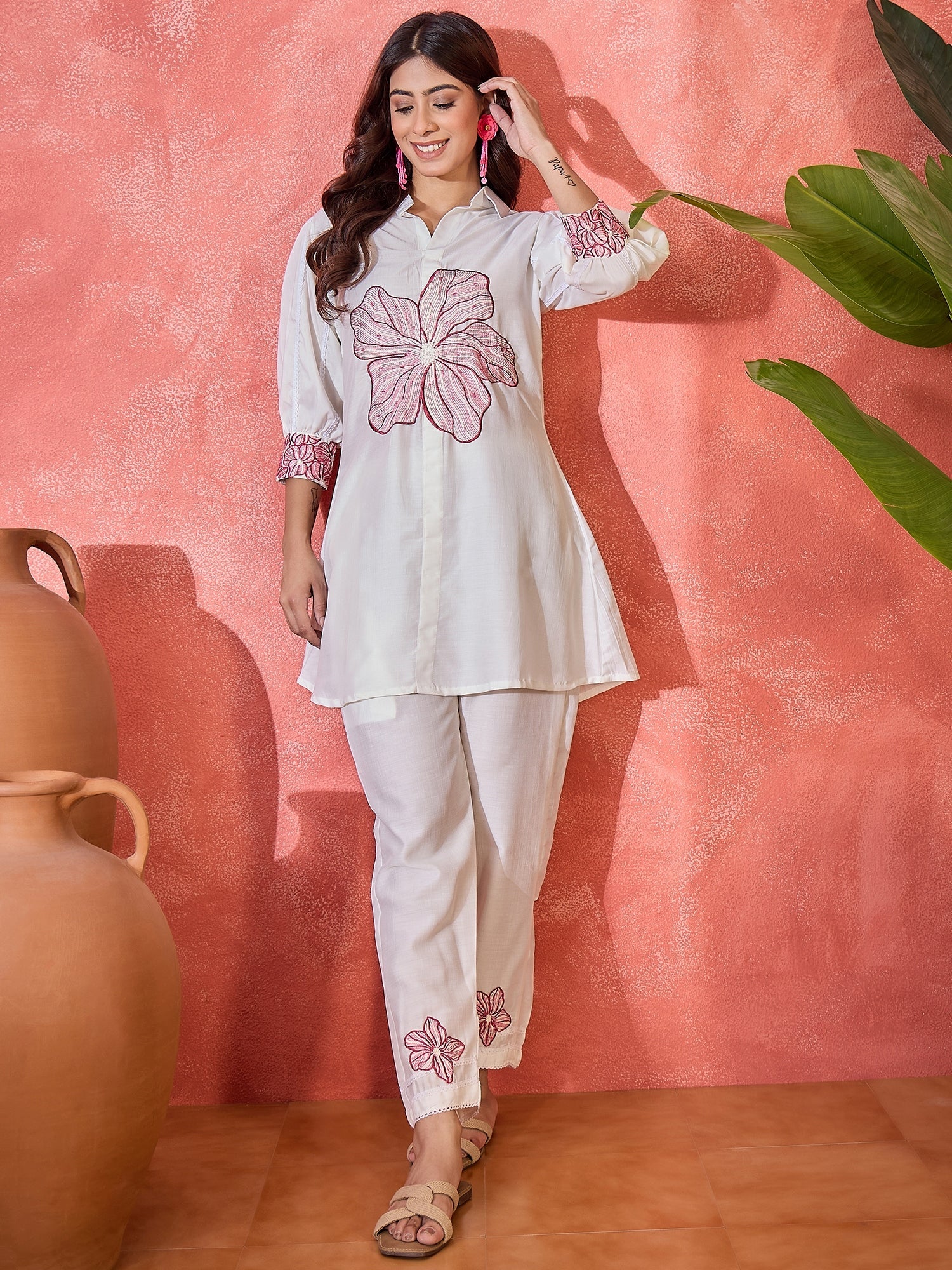 Joban Fashion Off White Silk Embroidered Readymade Kurta Set