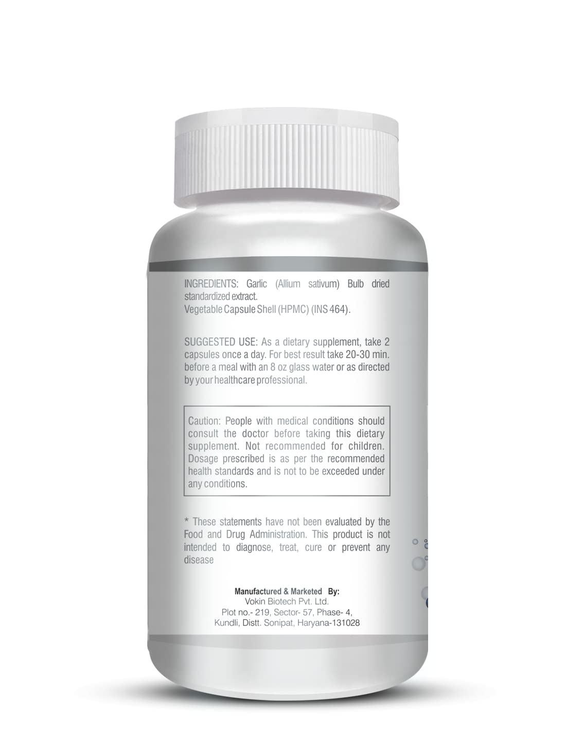 Vokin Biotech Garlic Extract 1:13 Allium Sativum - 500mg, Support Blood Pressure and Heart Health  Grab2Buy Vokin Biotech Grab2Buy