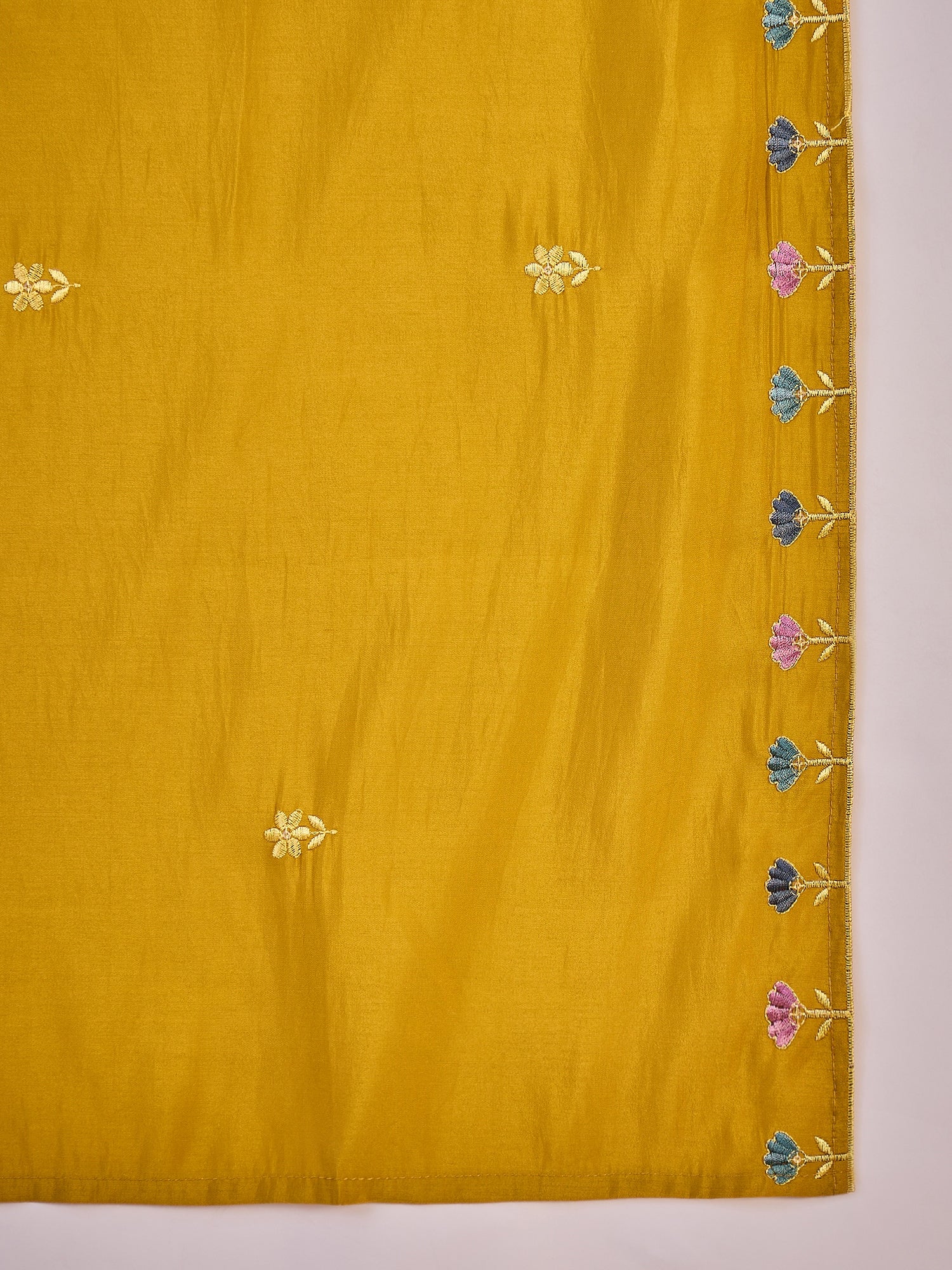 Joban Fashion Mustard Silk Embroidery Readymade Kurta Set