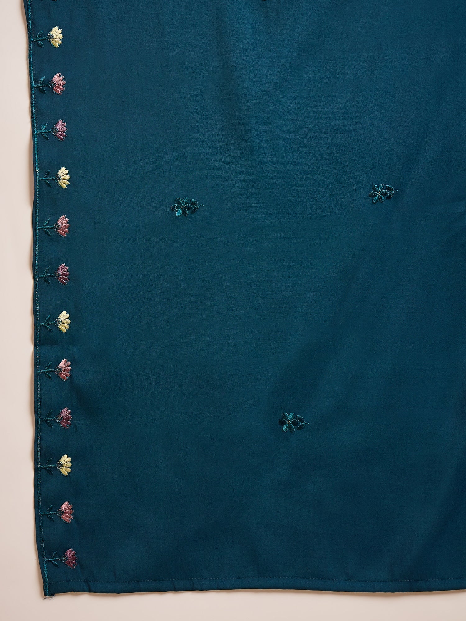 Joban Fashion Teal Silk Embroidery Readymade Kurta Set