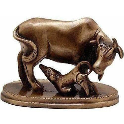 Kamdhenu Cow & Calf Brass Showpiece - Grab2buy