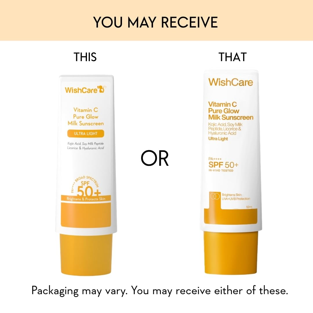 Wishcare Vitamin C Pure Glow Milk Sunscreen SPF 50  Grab2Buy Wishcare Grab2Buy