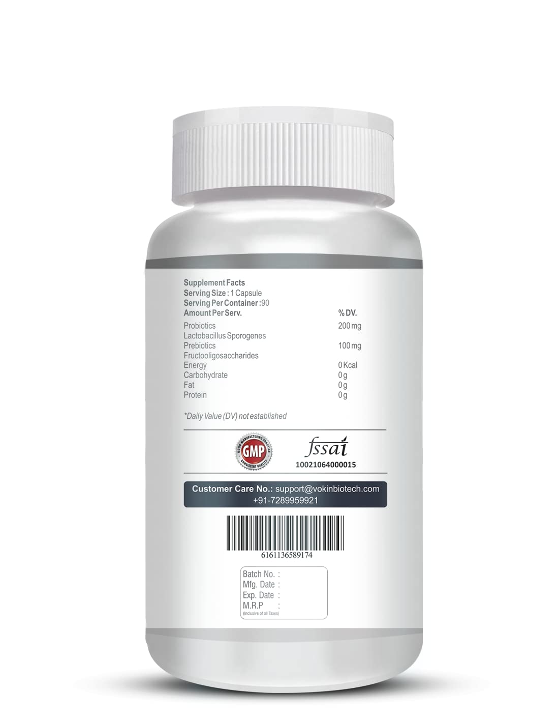 Vokin Biotech Prebiotics + Probiotics 20 Billion Cfu Supplement with Delayed-Release Capsules for Temperature Stable, Digestion and Immune Health  Grab2Buy Vokin Biotech Grab2Buy