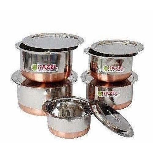 Copper Bottom Top with Lid - 5 Pcs Set - Stainless Steel Top | Grab2Buy