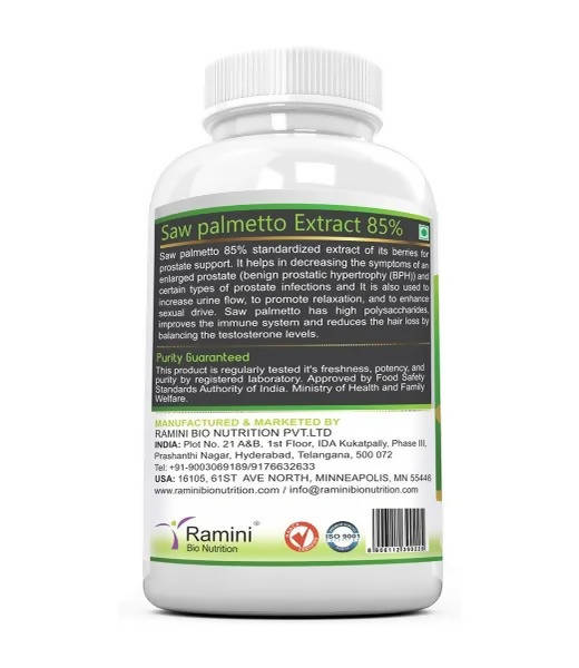 Ramini Bio Nutrition Saw Palmetto 160mg Veg Capsules - Grab2buy