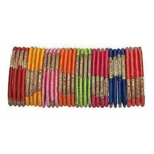 Beautiful Designer Multicolour Silk Thread Bangles Set 