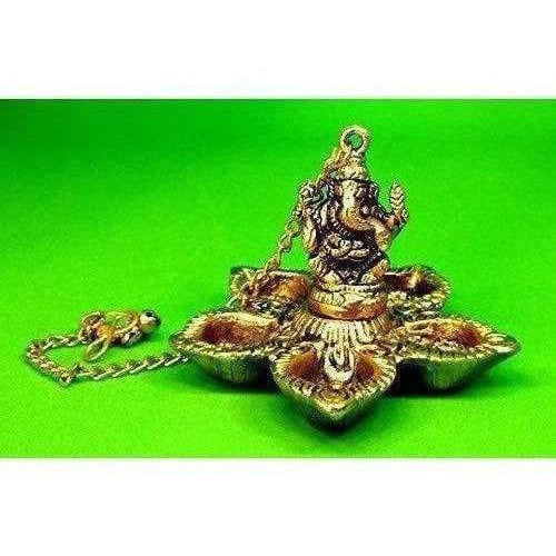 Hanging Ganesh - Handcrafted Golden Polished Brass - Grab2buy