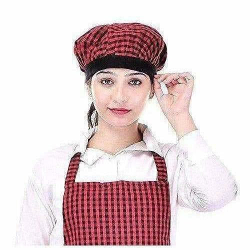 Red And Black Apron With Cap - Grab2buy