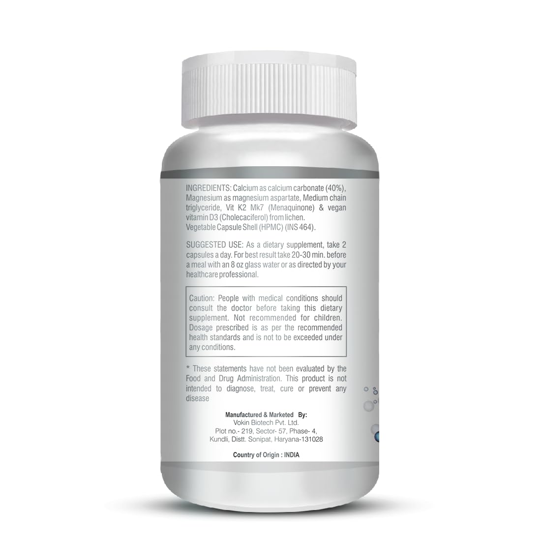 Vokin Biotech Calcium with Magnesium, Vitamin D3 & Vitamin K2- Mk-7 - Support Bone Health- 572mg  Grab2Buy Vokin Biotech Grab2Buy