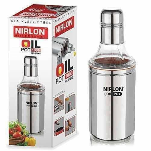 Nirlon Stainless Steel Oil Pot, 1 Litre, Silver - Grab2buy