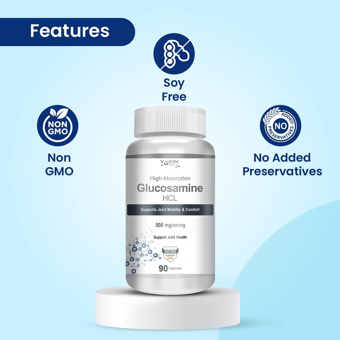 Vokin Biotech Glucosamine HCL Supplement Supports Joint Health -500mg  Grab2Buy Vokin Biotech Grab2Buy