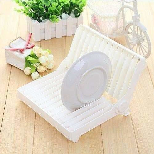 Folding Plastic Kitchen Dish Rack Stand Plate Holder for Bowls Plates - 2 Slots | Grab2Buy