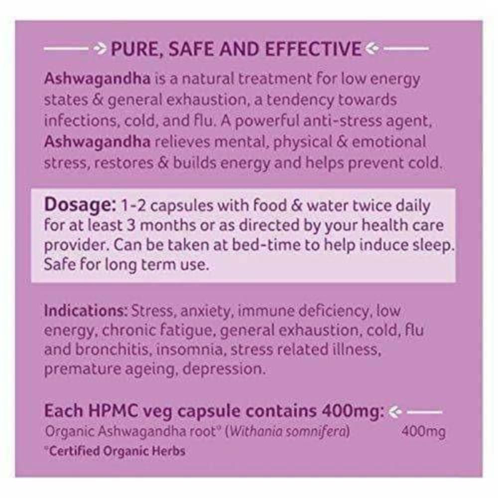 Organic India Ashwagandha Capsules | Certified Organic Adaptogen for Stress Relief & Vitality 