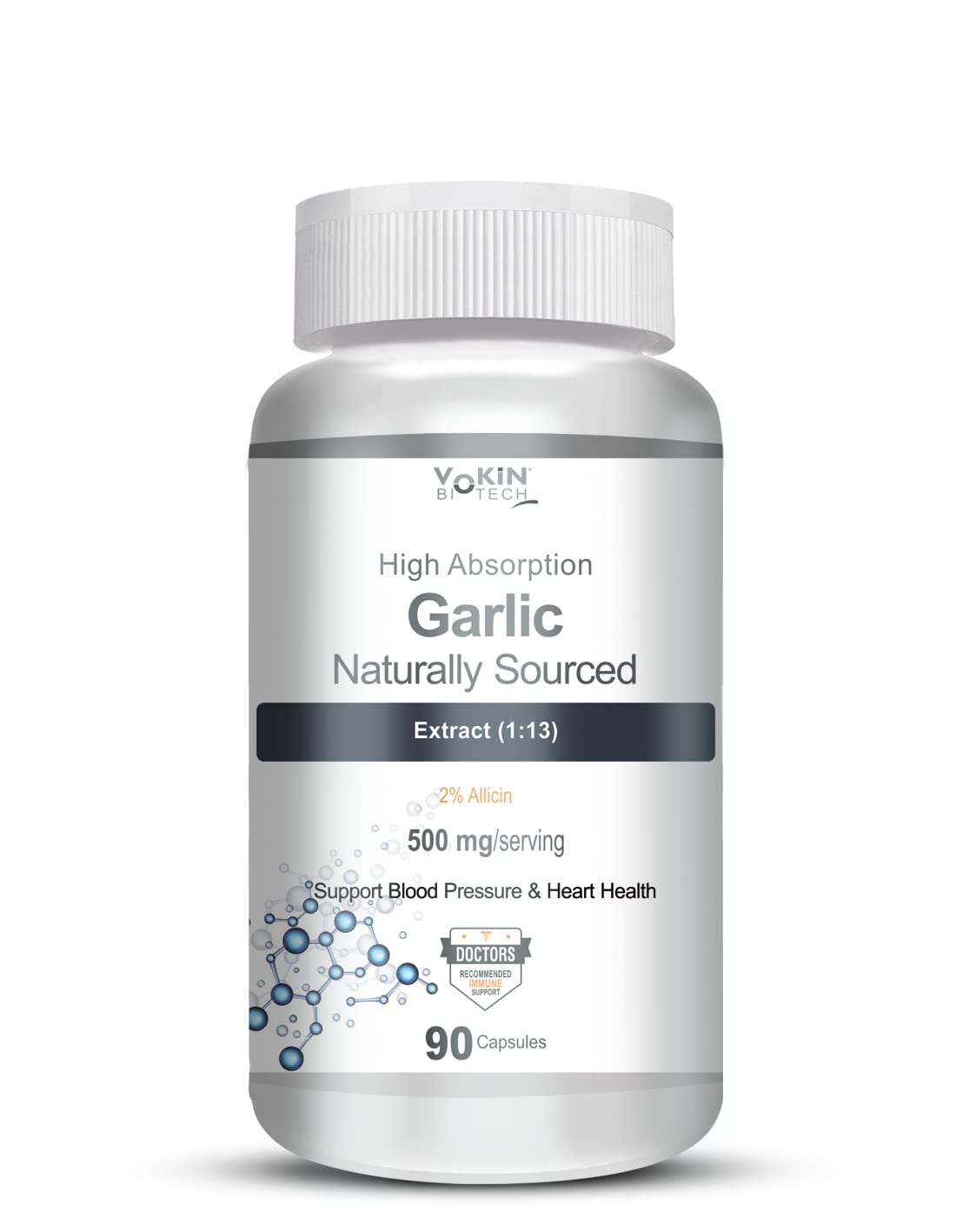 Vokin Biotech Garlic Extract 1:13 Allium Sativum - 500mg, Support Blood Pressure and Heart Health  Grab2Buy Vokin Biotech Grab2Buy