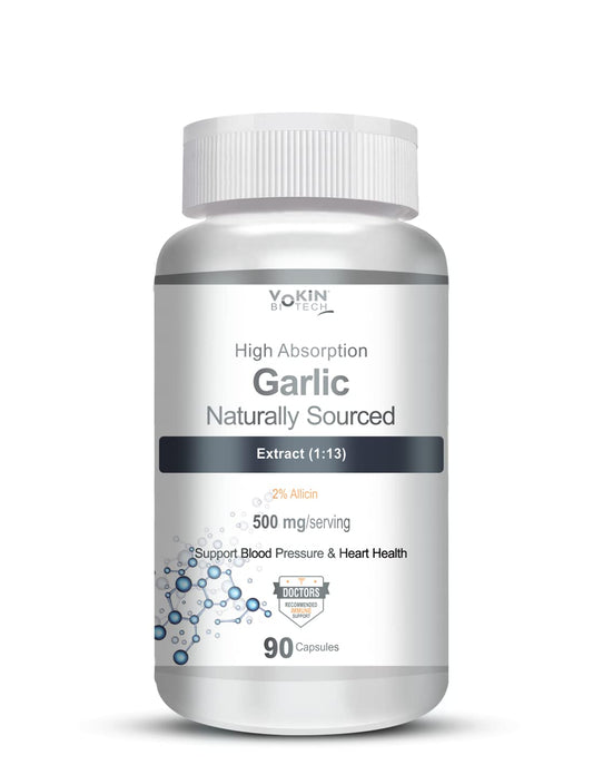Vokin Biotech Garlic Extract 1:13 Allium Sativum - 500mg, Support Blood Pressure and Heart Health  Grab2Buy Vokin Biotech Grab2Buy