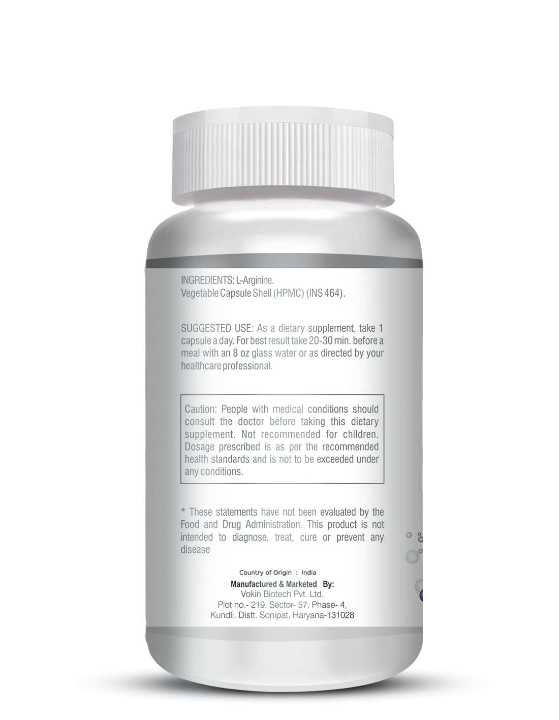 Vokin Biotech L-Arginine 500mg,Support Muscle Recovery & Relaxation  Grab2Buy Vokin Biotech Grab2Buy