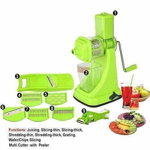 Green Color - Plastic Fruit and Vegetable Juicer Combo Set, 9-Pieces - Grab2buy