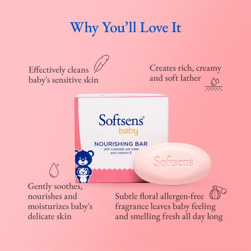 Softsens Baby Nourishing Soap Bar Enriched with Colloidal Oatmeal, Shea Butter & Vitamin E 