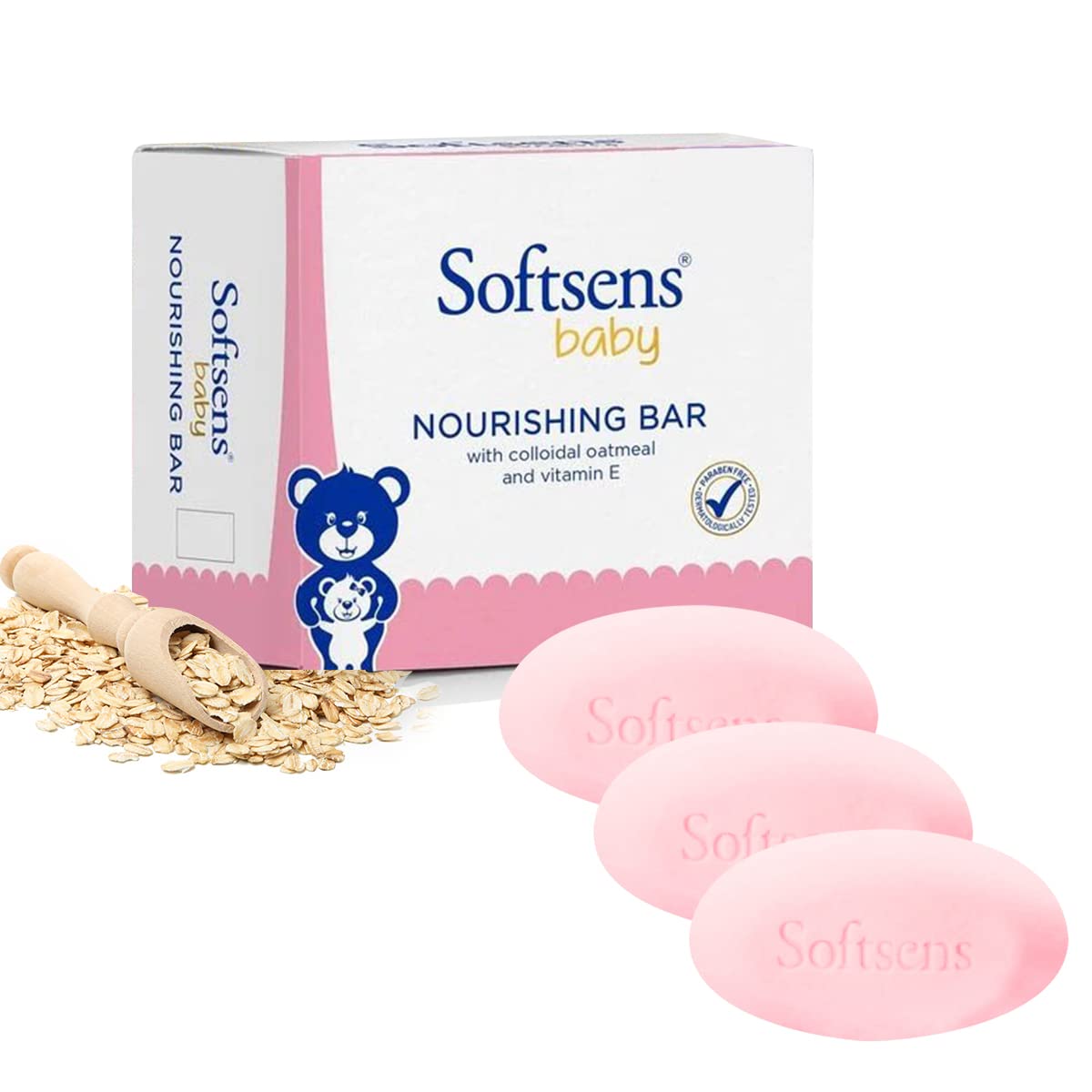 Softsens Baby Nourishing Soap Bar Enriched with Colloidal Oatmeal, Shea Butter & Vitamin E 