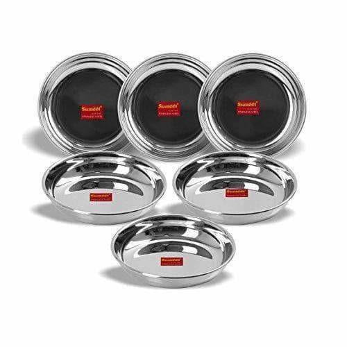 Stainless Steel Heavy Gauge Small Halwa Plates with Mirror finish -  Set of 6pc